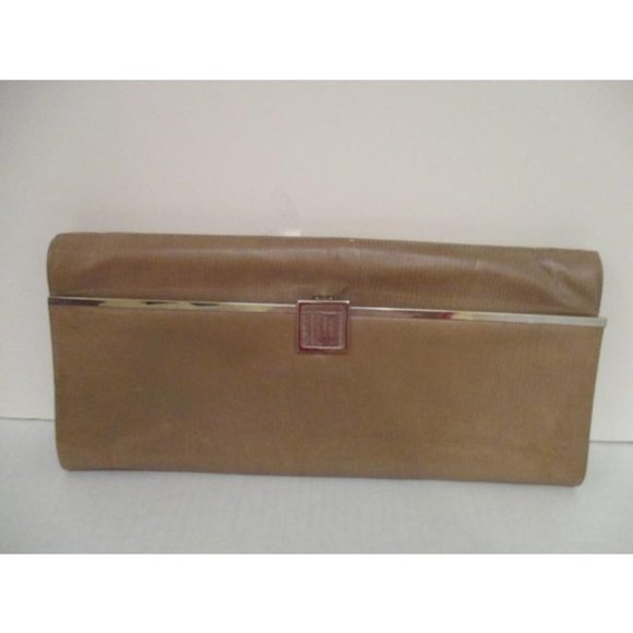 *Perry Ellis Vintage Camel Envelope Clutch - Picture 1 of 7